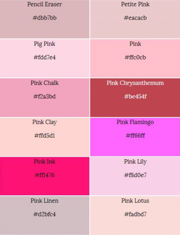   97 Jenis Warna Pink  Lengkap Beserta Penjelasannya